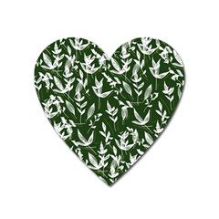 Leaves Pattern Wallpaper Watercolor Heart Magnet by Wegoenart