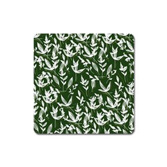 Leaves Pattern Wallpaper Watercolor Square Magnet by Wegoenart