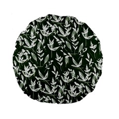 Leaves Pattern Wallpaper Watercolor Standard 15  Premium Flano Round Cushions by Wegoenart