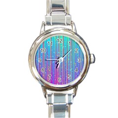 Blue Magenta Speckles Line Round Italian Charm Watch by Wegoenart