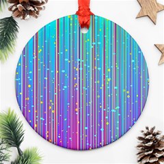 Blue Magenta Speckles Line Ornament (round) by Wegoenart