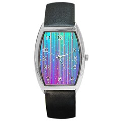 Blue Magenta Speckles Line Barrel Style Metal Watch by Wegoenart