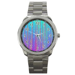 Blue Magenta Speckles Line Sport Metal Watch by Wegoenart