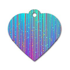 Blue Magenta Speckles Line Dog Tag Heart (one Side) by Wegoenart