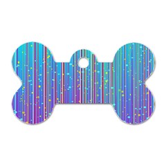 Blue Magenta Speckles Line Dog Tag Bone (one Side) by Wegoenart