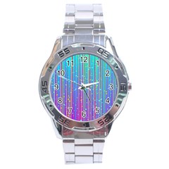 Blue Magenta Speckles Line Stainless Steel Analogue Watch by Wegoenart