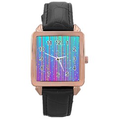 Blue Magenta Speckles Line Rose Gold Leather Watch  by Wegoenart