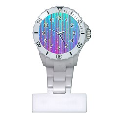 Blue Magenta Speckles Line Plastic Nurses Watch by Wegoenart