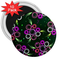 Floral Pattern Non Seamless Flower 3  Magnets (10 pack) 