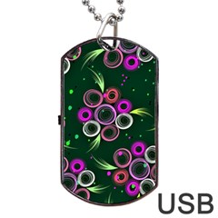 Floral Pattern Non Seamless Flower Dog Tag Usb Flash (one Side) by Wegoenart