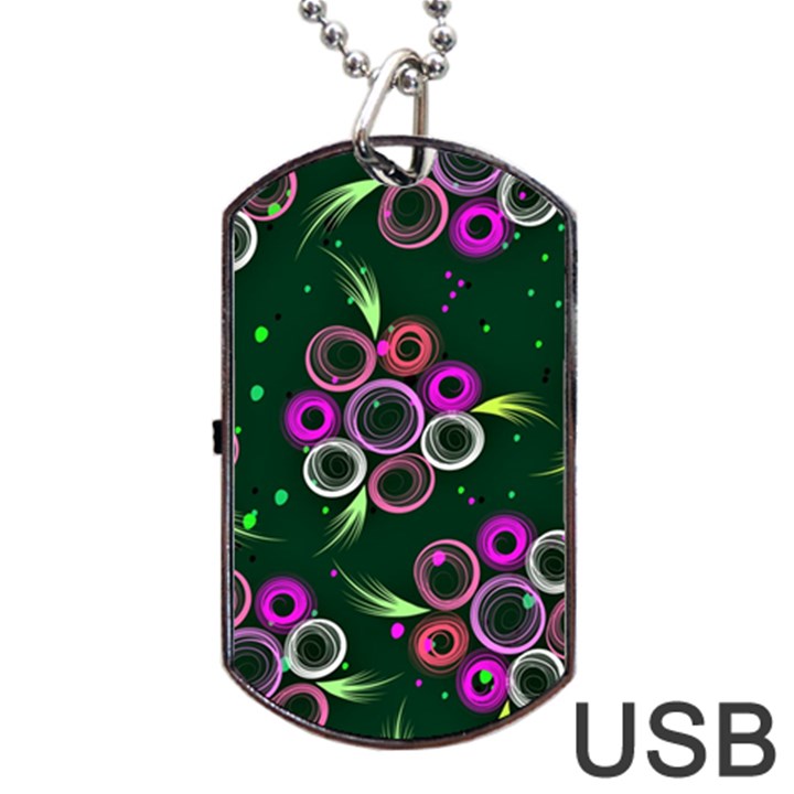 Floral Pattern Non Seamless Flower Dog Tag USB Flash (One Side)