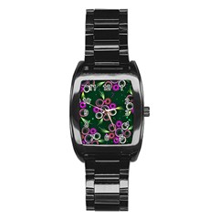 Floral Pattern Non Seamless Flower Stainless Steel Barrel Watch