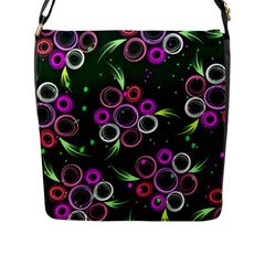 Floral Pattern Non Seamless Flower Flap Closure Messenger Bag (L)