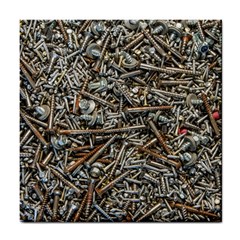 Screws Scrap Metal Rusted Screw Art Tile Coaster