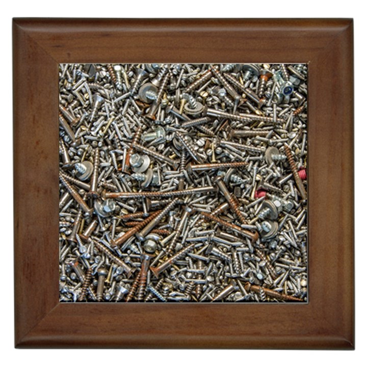 Screws Scrap Metal Rusted Screw Art Framed Tile