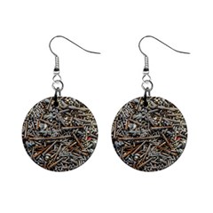 Screws Scrap Metal Rusted Screw Art Mini Button Earrings