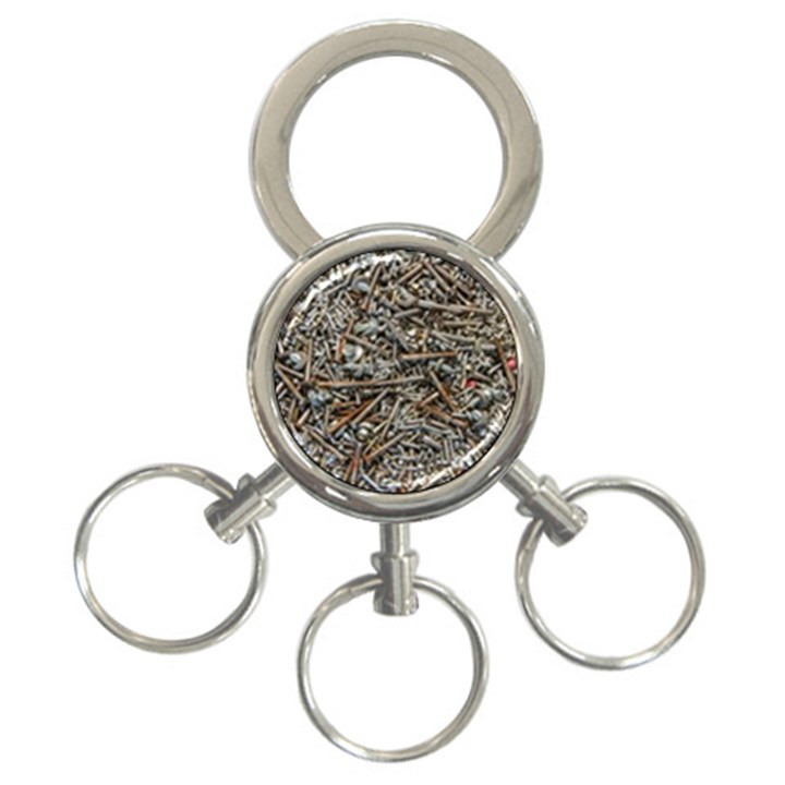 Screws Scrap Metal Rusted Screw Art 3-Ring Key Chain