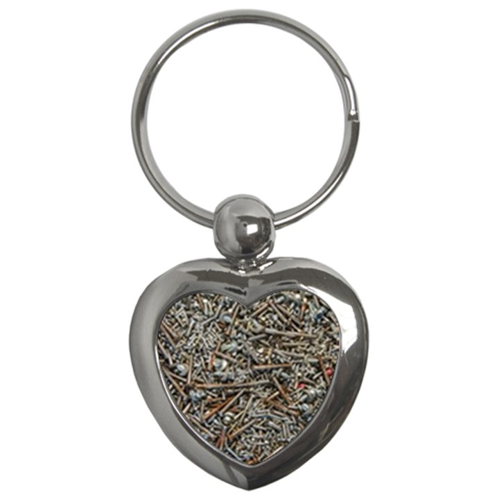 Screws Scrap Metal Rusted Screw Art Key Chain (Heart)