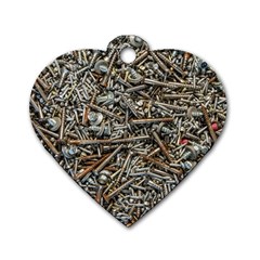 Screws Scrap Metal Rusted Screw Art Dog Tag Heart (One Side)