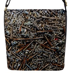 Screws Scrap Metal Rusted Screw Art Flap Closure Messenger Bag (S)