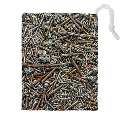 Screws Scrap Metal Rusted Screw Art Drawstring Pouch (4xl) by Wegoenart