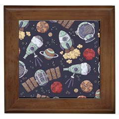 Hand-drawn-pattern-space-elements-collection Framed Tile