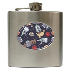 Hand-drawn-pattern-space-elements-collection Hip Flask (6 Oz)