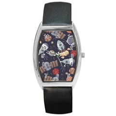 Hand-drawn-pattern-space-elements-collection Barrel Style Metal Watch