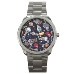 Hand-drawn-pattern-space-elements-collection Sport Metal Watch