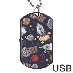 Hand-drawn-pattern-space-elements-collection Dog Tag Usb Flash (two Sides)