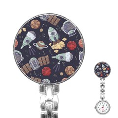 Hand-drawn-pattern-space-elements-collection Stainless Steel Nurses Watch