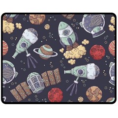 Hand-drawn-pattern-space-elements-collection Double Sided Fleece Blanket (medium)  by Jancukart