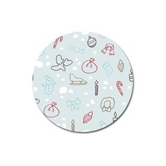 Winter Pattern Background Element Magnet 3  (round) by Ravend