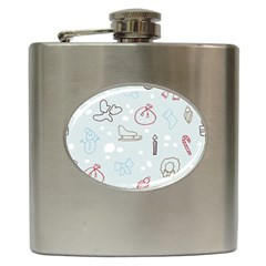 Winter Pattern Background Element Hip Flask (6 Oz) by Ravend