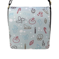 Winter Pattern Background Element Flap Closure Messenger Bag (l) by Ravend