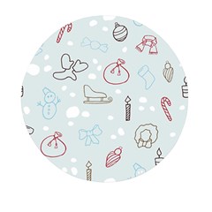 Winter Pattern Background Element Mini Round Pill Box (pack Of 3) by Ravend