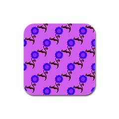 Illustration Flower Floral Design Pattern Rubber Square Coaster (4 Pack) by Ravend