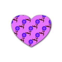 Illustration Flower Floral Design Pattern Rubber Coaster (heart) by Ravend