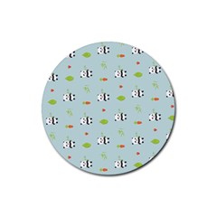 Background Pattern Panda Bamboo Rubber Coaster (round) by Ravend