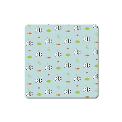 Background Pattern Panda Bamboo Square Magnet by Ravend