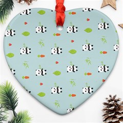 Background Pattern Panda Bamboo Heart Ornament (two Sides) by Ravend