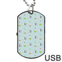 Background Pattern Panda Bamboo Dog Tag Usb Flash (two Sides) by Ravend