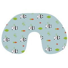 Background Pattern Panda Bamboo Travel Neck Pillow by Ravend