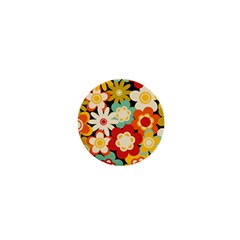 Floral Retro Vintage Blossom 1  Mini Magnets by Ravend