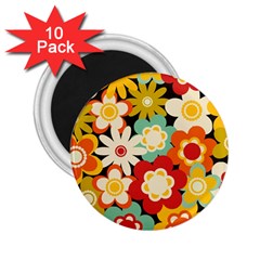 Floral Retro Vintage Blossom 2 25  Magnets (10 Pack)  by Ravend