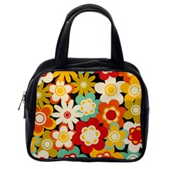 Floral Retro Vintage Blossom Classic Handbag (one Side) by Ravend