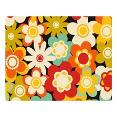 Floral Retro Vintage Blossom Double Sided Flano Blanket (large)  by Ravend