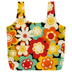 Floral Retro Vintage Blossom Full Print Recycle Bag (xxl) by Ravend