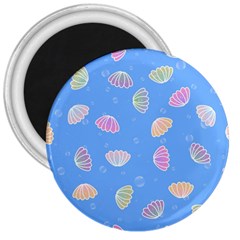 Seashell Clam Pattern Art Design 3  Magnets by Ravend