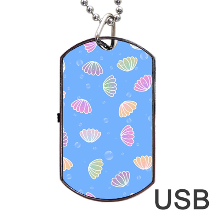 Seashell Clam Pattern Art Design Dog Tag USB Flash (Two Sides)